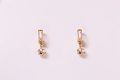 Golden Solitaire Dangle Earrings