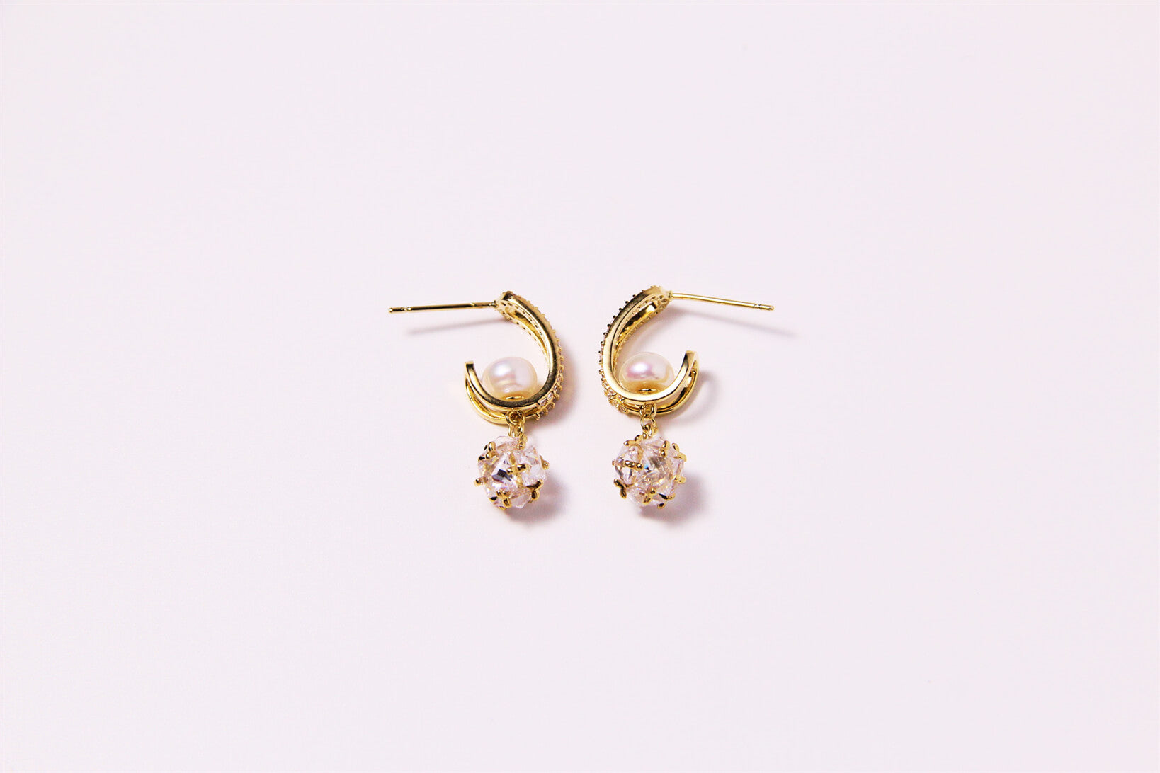 Golden Solitaire Dangle Earrings